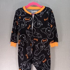Casper The Ghost Halloween Pajamas Fleece Black Orange 3T Cartoon Children Soft